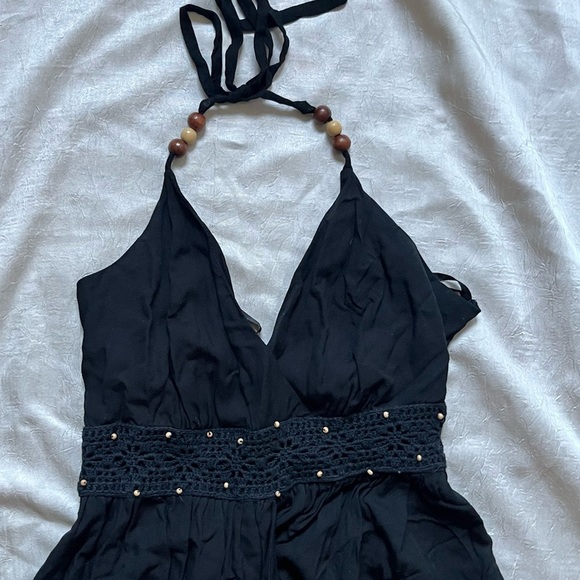 Santiki Black Beaded Halter Mini Dress - Picture 3 of 7